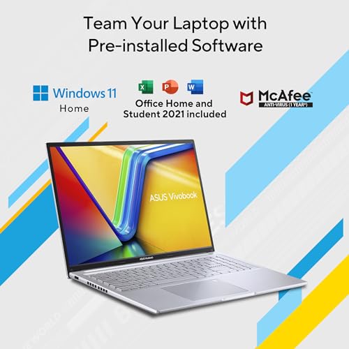 ASUS Vivobook 16" FHD+ (1920 x 1200), 60Hz 300nits, Core i5-12500H, (16GB RAM/512GB SSD/Intel Iris Xᵉ Graphics/Win 11/Office Home/Fingerprint/42WHr Battery/Transparent Silver/1.88kg), X1605ZAC-MB541WS