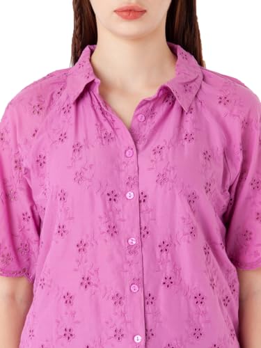 Zink London Women's Pink Solid Regular Shirt