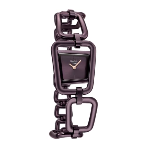 Titan Raga Unlocked Quartz 2 Hand Shaped Ipy6 - Sunray Dial, IPY6 - Prune Strap Watch for Women - 2837QM01