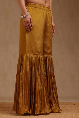 Soch Womens Mustard Tissue Zari Woven Suit Set With Mirror And Stone