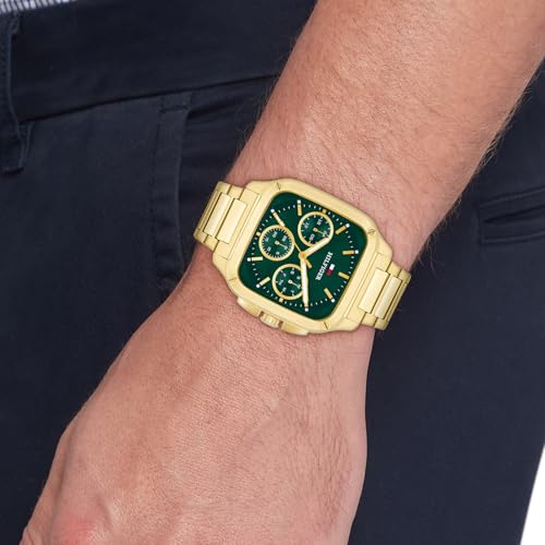 Tommy Hilfiger Herald Japanese Quartz Analog with Green Dial Gold Stainless Steel Strap Watch for Men - TH1792223