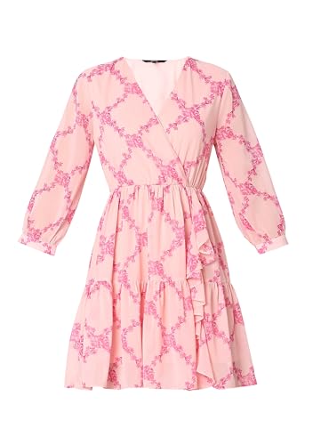 VERO MODA Women Floral Print Pink Polyester Above Knee Length Fit and Flared Dress