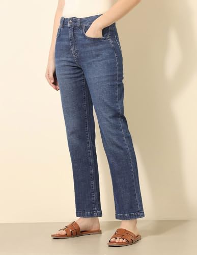 U.S. POLO ASSN. Women High Rise Straight Fit Jeans (UWAW24JEN282_Blue_36)