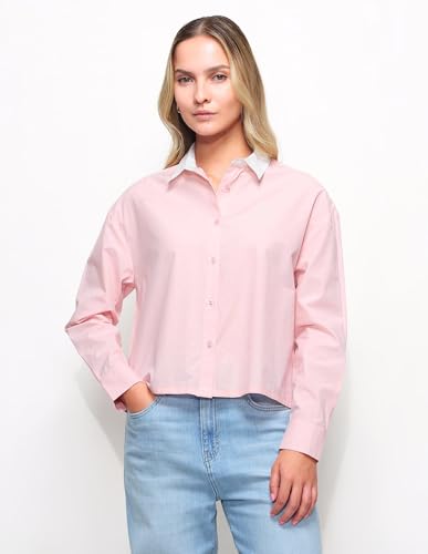 Contrast Collar Boxy Solid Shirt