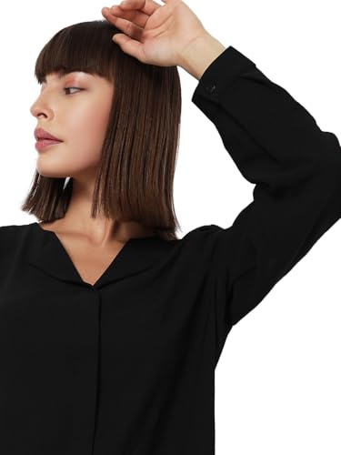 VERO MODA Women Solid Polyester Regular Fit Black Shirt