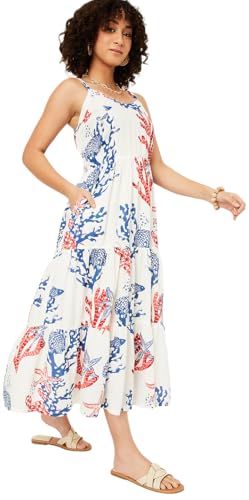 Max Women's Polyester Classic Midi Dress (OR51001A_Off White