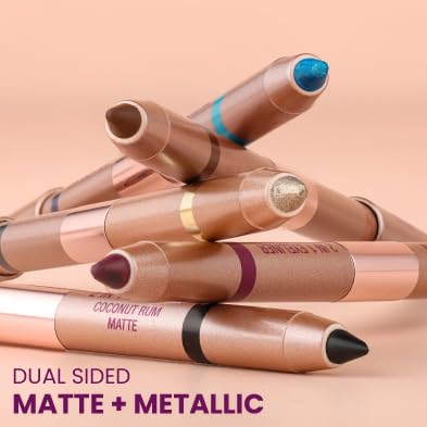 Typsy Beauty Double-Ended Eyeliner & Eyeshadow | Matte & Metallic Creamy Dual-Ended Eyeliner Pencil | One Swipe Application | Long-Lasting & Waterproof | Available in 5 shades | 2g (Wine and Dine 01)