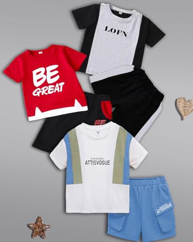 LOFN Stylish Printed Kids Clothing Set Pack Of 3 (KDST82RD-KDST365P-16-KDST87SB.2)
