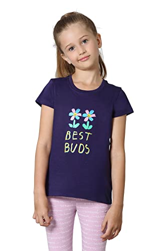 Van Heusen Girls 100% Cotton Relaxed Fit T-Shirt - - Ultra Soft, Round Neck, Short Sleeve_56405_Astral Aura_7-8 Years, Blue