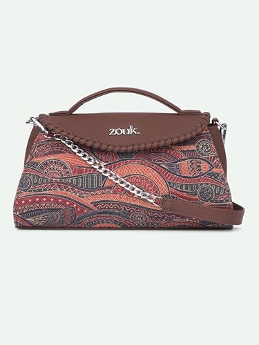 ZOUK Saisha Sling Bag for Women – Vegan Leather with Whip-Stitch Detailing & Detachable Silver | Water-Resistant Stylish Purse | Pithora Artistry