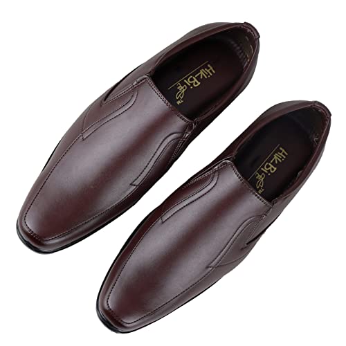 HIKBI Shearling Goat Leather Formal Shoes Office Shoes Mocassion for Men's Brown