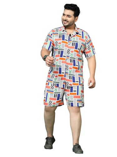 Rigo Printed Co-Ord Set for Men | Casual Plus Size Shirt & Shorts Night Suit