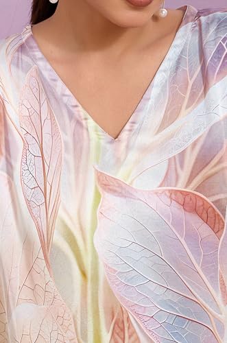 Label Aarna Premium Soft Satin Kaftan Dress for Women/Digital Print/Free Size (M-3XL) / Hidden Adjustable Belt Long Maxi Multicolour