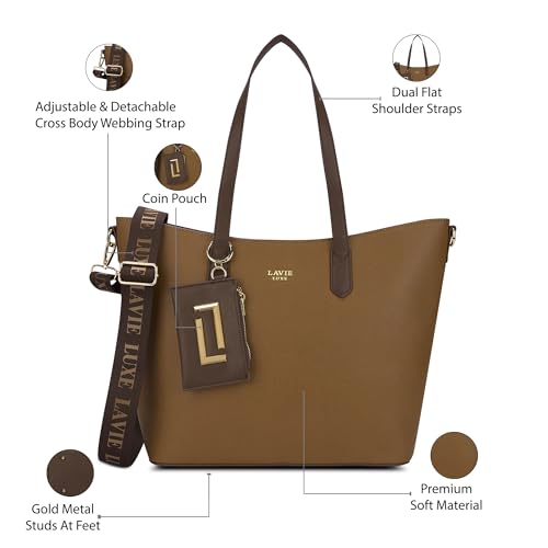 Lavie Luxe Women's Duo Hailey Tote Handbag for Women | Tote Bag for Work | Ladies purse | Stylish Shoulder Bag | Ladies Gift
