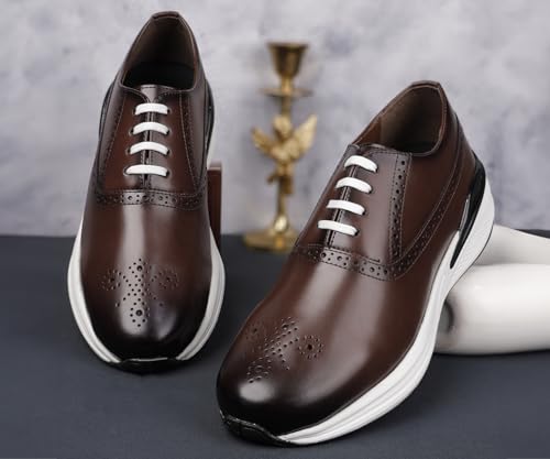 LOUIS STITCH Men's American Tan Sneakers Shoes Casual Sneaker for Men Patina Finish Cushion Sole Breathable Inner (SNK-BG) (Size- 7 UK)
