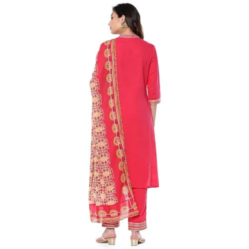 BIBA Women's Cotton Kurta Sets (SKDEARTAL9949AW24PNK_Pink