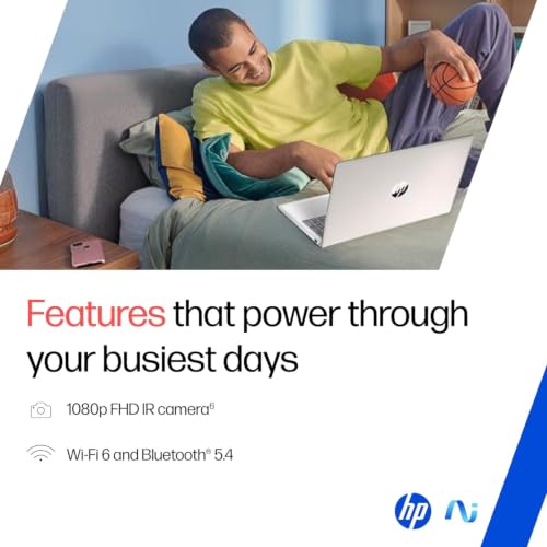 HP OmniBook 3 AMD Ryzen AI 5 340 Next Gen AI Laptop, (16GB DDR5, 512GB SSD), Anti-Glare,15.6''/39.6cm FHD, Win11,Office24, Silver,1.7kg, FHD Camera w/Privacy Shutter, fn0007AU