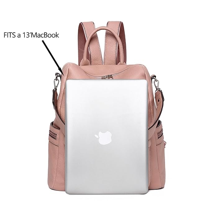 MomsyStore Medium Size Leatherette Backpack Purse for Women and Girls Convertible (PinkL)