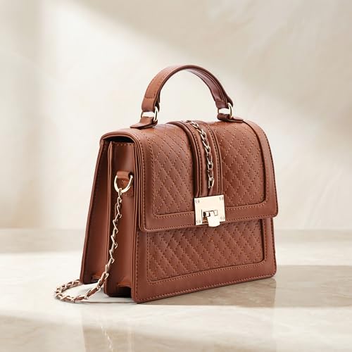 Symbol Premium Women's Satchel Hand Bag crafted from Imported PU | Stylish | Ladies Purse (SP-SS25-CARL-BAG-05_Brown_Free Size)