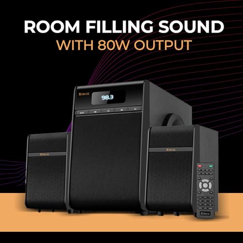OBAGE Essential -5 2.1 Home Theatre System 80 Watt with HDMI ARC, Digital Bass Treble Control,Bluetooth 5.3v, USB,FM and AUX