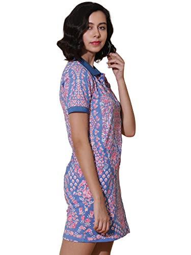 Label RITU KUMAR Blue Printed T-Shirt Dress