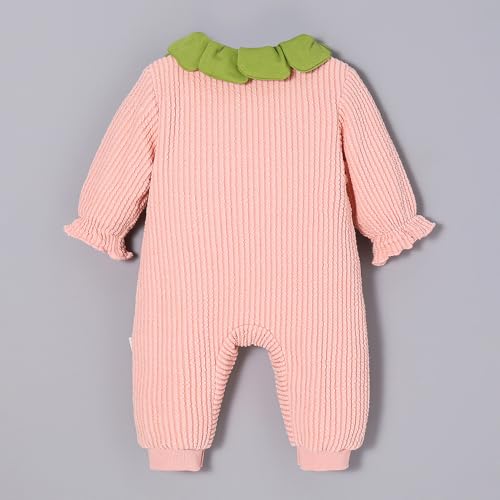 Hopscotch Girls Full Sleeves Pink Flower Petal Collar Bodysuit For Ages (12-18 Months)