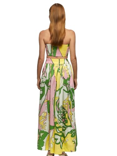 Women Western Two Piece Top and Long Skirt Abstract Print Maxi Co ord Dress Relaxed Vacation Outfit Travel and Beach Wear Stylish Latest Dress (in, Alpha, M, Regular, Multicolor)