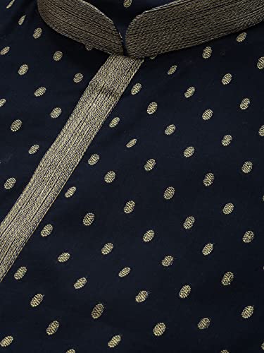 Manyavar Kurta Set For Men, Full Sleeves Mandarin Collar Ethnic Kurta Set For Engagement, Wedding, Party Solid (Blue, 2XL)