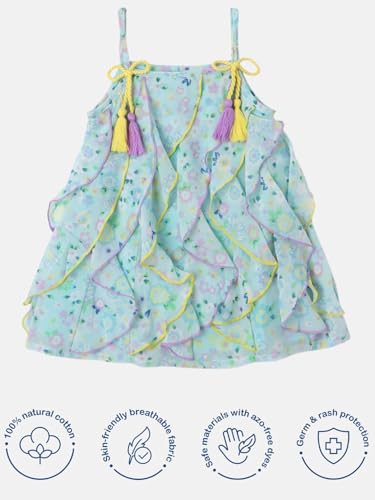 nauti nati Girl's Georgette A-Line Knee-Length Casual Dress (NNNGTW010182_Blue_18 Months-24 Months)