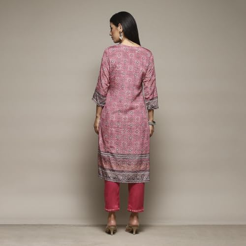 BIBA Women Viscose Straight Printed Suit Set(SKDSITARA8979_XL_Pink)