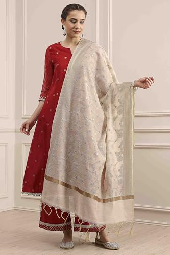 Biba Women Cream Polyester Yarndyed Dupatta_FREE SIZE