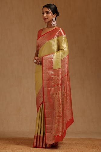 Soch Womens Light Green Silk Blend Zari Woven Saree
