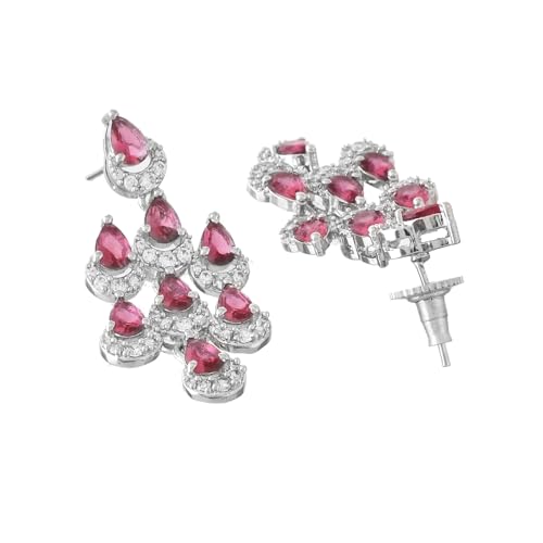 VOYLLA Royal Romance Blossom Necklace Set|Collar Necklace Sets For Women|Women Necklace Sets|Gift For Women|American Diamond|Wedding|Cocktail|Love|Heart|Party|Valentine Gift