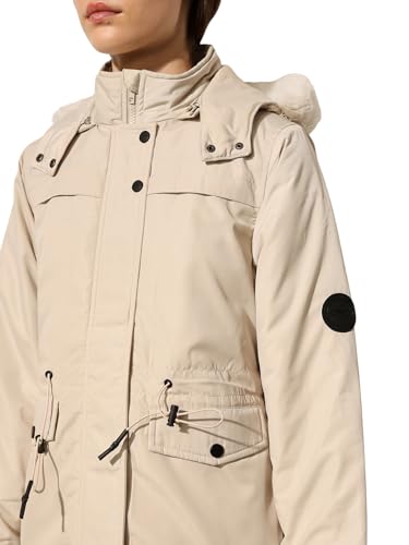ONLY Women's Solid Regular Fit Cream Jacket