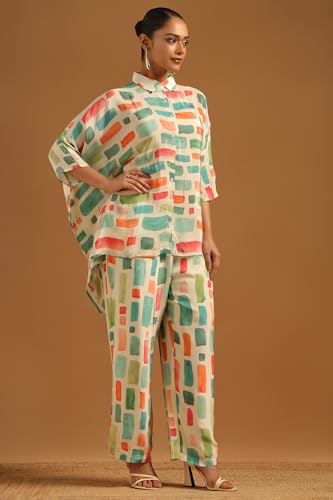 Soch Womens Multicolour Crepe Abstract Kaftan Suit