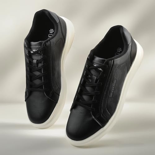 Woodland Men's Black PU Sneakers-9 UK (43EURO) (OSNK 4990023)