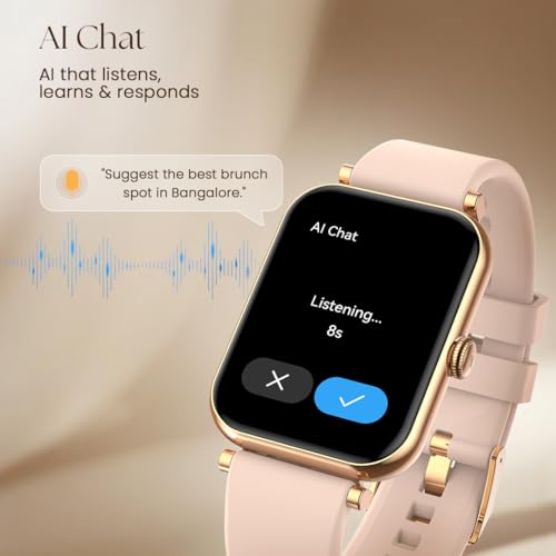 Fastrack Noir Charm Women Smart Watch 1.65" inch AMOLED Display,Sleek Design,AI Watchface & AI Chat,Functional Crown,24/7 Health Suite,BT Calling,SpO2,HRM,IP68, Multiple Menu Styles,Games - Rose Gold