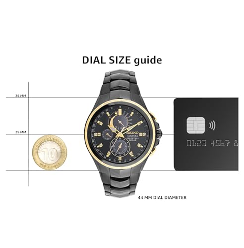 Seiko Analog Black Dial Men's Watch-SSC573P1 Stainless Steel, Black Strap