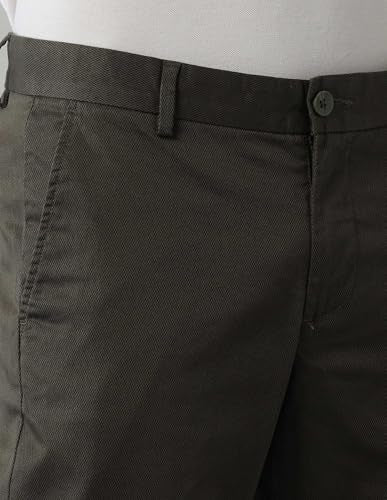 Arrow Men's Printed Slim Fit Acrylic Casual Trouser Olive