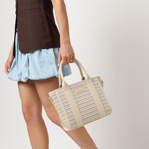 Fastrack Textured Weave Satchel | Faux Leather Satchel Bag for Women | Dual Carry Handbag with Top Handles & Detachable Adjustable Strap | Zipper Closure