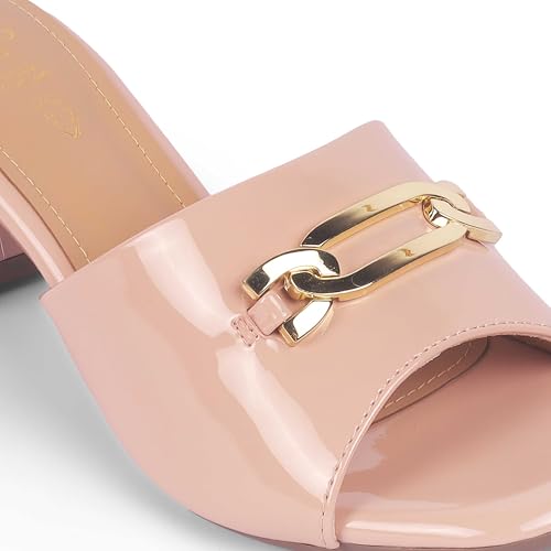 tresmode ADARE Women's Block Heel Sandals Footwear Pink, 3 UK / 36 EU - Open Square Toe Soft Comfortable Casual Formal Office Fancy Shoe Wear