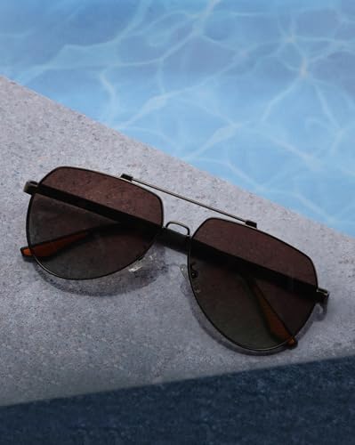 Carlton London Brown Toned with Polarised Lens Aviator Sunglass for mens