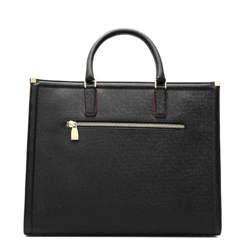 Da Milano Leather Black Book Tote for Women (01236MOL)