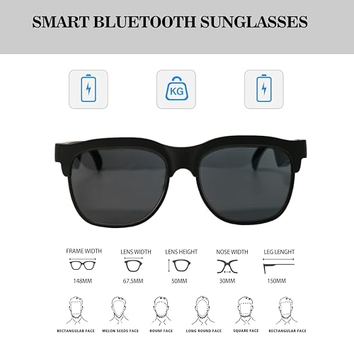 XPYDYN Adjustable Tint Smart Glasses with Bluetooth & Built-in Audio for Driving, Travel, Fishing, Unisex
