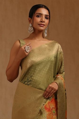 Soch Womens Green Dola Silk Zari Woven Saree