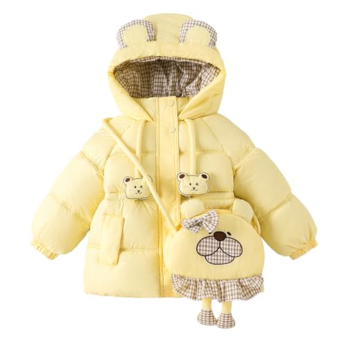 Hopscotch Girls Yellow Full Sleeves Bear Applique Puffer Coat For Age (4-5 Years)