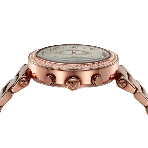 Michael Kors Parker Analog White Dial Gold Band Women's Stainless Steel Watch-MK5491