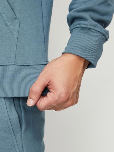 Max Men's Cotton Blend Round Neck Hooded Sweatshirt (SPCSSWN2451ATLIGHT Blue