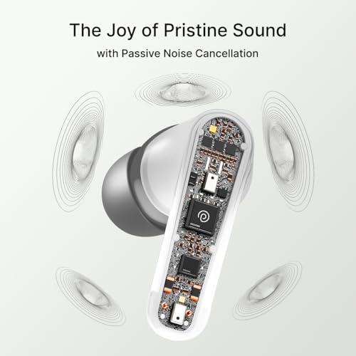 pTron Bassbuds Astra in-Ear TWS Earbuds w/Stereo Sound, 34Hrs Playtime, Stereo Calls, Custom EQ, Mobile App, BTv5.3 Headphones, Touch Control, Voice Assistant, Type C Charging & IPX4 (White)