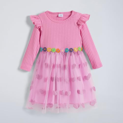 Hopscotch Girls Floral Applique Casual Dresss in Pink Color for Age (2-3 Years)
